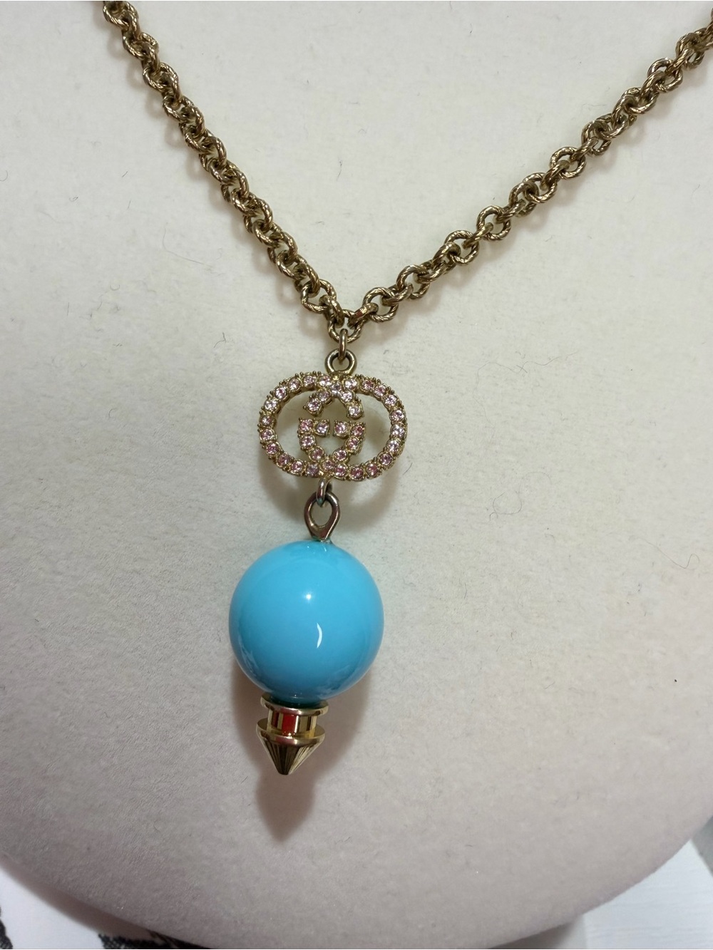 🩵RARE SOLD OUT EVERYWHERE Gucci Crystal GG Necklace - Picture 3 of 12